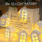 LED Christmas Wooden House String Lights