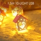 LED Christmas Wooden House String Lights