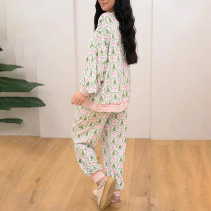 Gezellige Kerstset: Top met Lange Mouwen en Broek