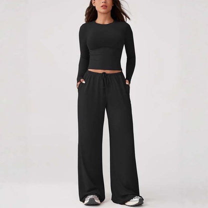 📢📢 60% KORTING!! ⏰ Vrouwen casual crop top en broekset met trekkoord