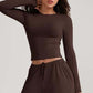 📢📢 60% KORTING!! ⏰ Vrouwen casual crop top en broekset met trekkoord