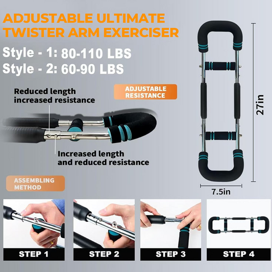 🎉Nieuwjaars Cadeau 50% KORTING!💪U-vormige Verstelbare Veerarmtrainer (3-in-1 Weerstand + Reizenproof) – Train Armen/Schouders/Rug in Één Beweging!