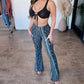 Dames flared broek met hoge taille en print