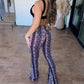 Dames flared broek met hoge taille en print