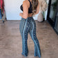 Dames flared broek met hoge taille en print