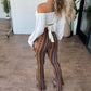 Dames flared broek met hoge taille en print
