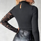 🌸Dames top met asymmetrische uitsnijdingen en kanten mouwen👚