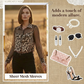 Dames shirt met luipaardprint en contrasterend mesh