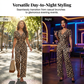 Jumpsuit met luipaardprint, V-hals en wijde pijpen
