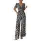 Jumpsuit met luipaardprint, V-hals en wijde pijpen