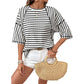 Dames gestreept T-shirt met relaxte pasvorm
