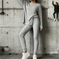 Dames Ribgebreide Top en Broek Set