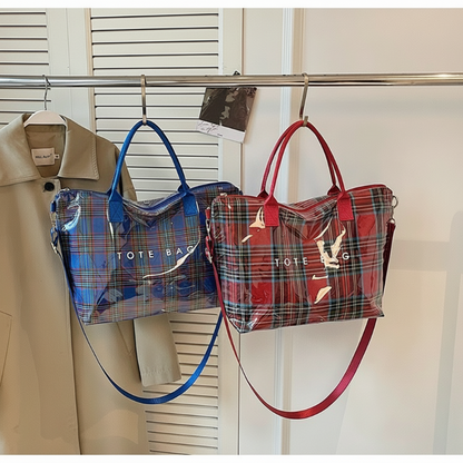 🌺 50% KORTING 💐 Vrouwen Geruite PVC Tote Bag