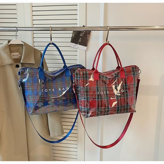 🌺 50% KORTING 💐 Vrouwen Geruite PVC Tote Bag