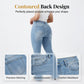 Figuurvormende Jeans met Scheuren, Uitlopende Pijpen en Hoge Taille