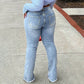 Figuurvormende Jeans met Scheuren, Uitlopende Pijpen en Hoge Taille