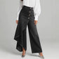 👖Asymmetrische wrap jeans 👖Een combinatie van een culotte en een broek. Hoge taille voor optisch langere benen, wijd en soepel vallend, met diagonale knopen. In een handomdraai ben je een fashionista! ✨
