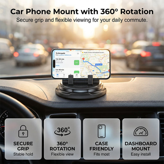 Telefoonhouder voor op het dashboard (360° draaibaar) voor in de auto