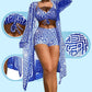 3-delige zwemkleding voor dames met geometrische print