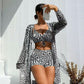3-delige zwemkleding voor dames met geometrische print