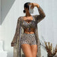 3-delige zwemkleding voor dames met geometrische print
