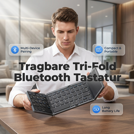 💥【50% OFF】🔥 Driemaal Opvouwbaar Bluetooth Toetsenbord | Vouwt tot Smartphoneformaat | Ingebouwd Touchpad | Stille Schaarmechanisme | Bluetooth 5.1 | Verbind 3 Apparaten, Schakel met Één Knop | Voor Tablet/Telefoon/Laptop | 3 Kleuren: Zwart/Wit/Grijs