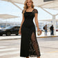 Dames maxi jurk met pailletten patchwork en split