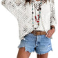 ⏰50% korting🔥Dames top in bohemian stijl met beige haakwerk en V-hals