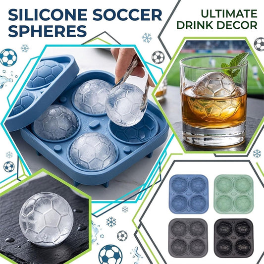 ⚽🧊Siliconen ijsblokjesvorm in de vorm van een voetbal – blokjes van 5,5 cm, smelten langzaam, lekvrij ontwerp, 4 kleuren, perfect voor spelletjesavonden en cocktails 🥂