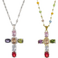 💎 50% KORTING!! ✝️ Kleurrijke ketting met kruisvormige hanger van strass – levendige glinstering, verstelbare lengte en een betekenisvol statement ✨