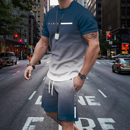 🎁2026 Nieuw binnen 50% KORTING💥De heren set bestaande uit een gradient-kleur T-shirt en shorts