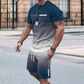 🎁2026 Nieuw binnen 50% KORTING💥De heren set bestaande uit een gradient-kleur T-shirt en shorts