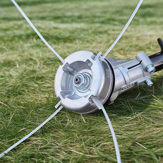 🔩⚡ Zware 4-draads aluminium maaihoofd – roest niet, breekt niet, geen vervanging van de spoel nodig, maait moeiteloos dik gras en onkruid