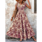 Dames Maxi-jurk met Bloemenprint en V-hals | Gesmokte Taille