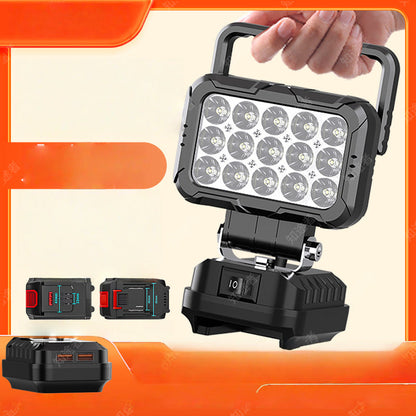 ⏳BEPERKTE TIJD: 50% KORTING!💡 Multifunctionele LED Werklamp｜Draaibare Kop 180° + Dubbele USB-Laadpoort 🔋｜🌧️ Waterdicht & Vast, Compatibel met Meeste Accu's