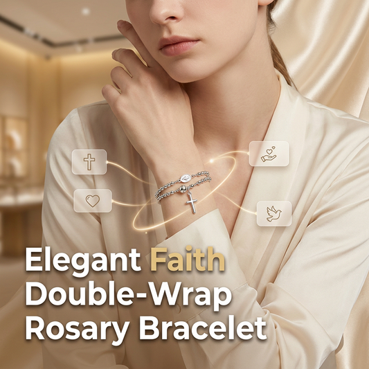 Armband met rozenkranskralen en dubbele wikkel