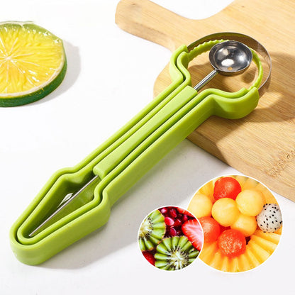 🍉✨ 3-in-1 Roestvrijstalen Meloenlepelset – Scheppen, Uithollen & Decoreren in Één