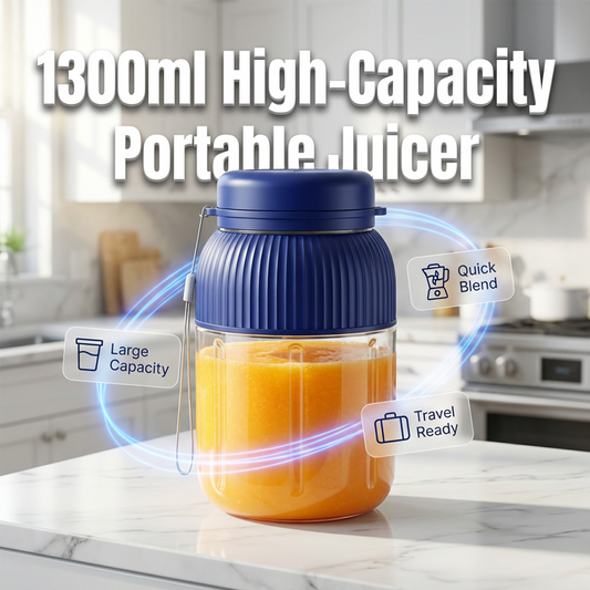 Draagbare sapcentrifuge/blender van 1300 ml met twee deksels en rietje