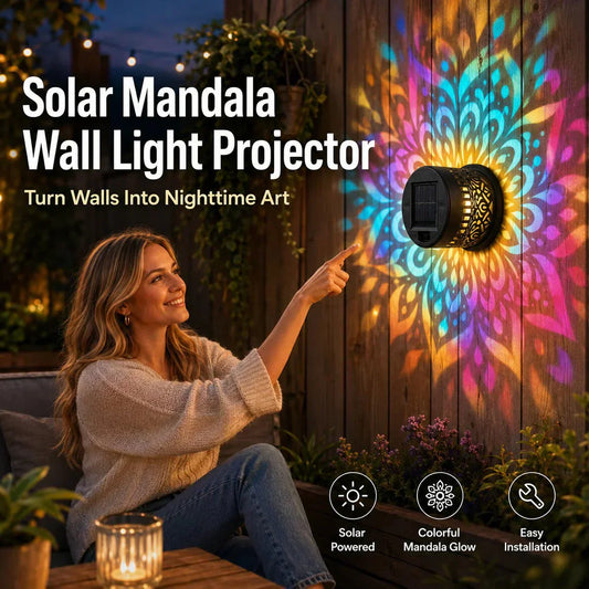 🌞50% KORTING🌀Mandala-lamp op zonne-energie – Prachtige patroonprojectie, 2-in-1 vloer- en wandverlichting & IP65 waterdicht met automatische aan/uit-functie 🌿