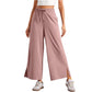 Dames Wide-Leg Crop Pants | Zachte Stof | Met Trekkoord & Zakken | 5 Kleuren | S-2XL