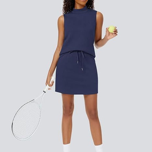 💥Tot 50% korting! 2-delige set voor dames met tanktop en minirok 👗 – Ademende, rekbare sportkleding, flatterende pasvorm, maten S-2XL, voor de sportschool, thuis en zomerse uitstapjes