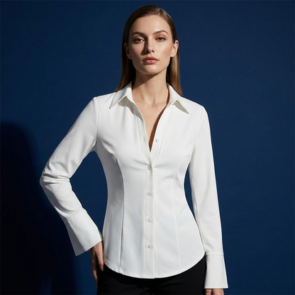 🎁Nieuwe collectie 50% KORTING💥Damesoverhemd met getailleerde pas en knoopsluiting