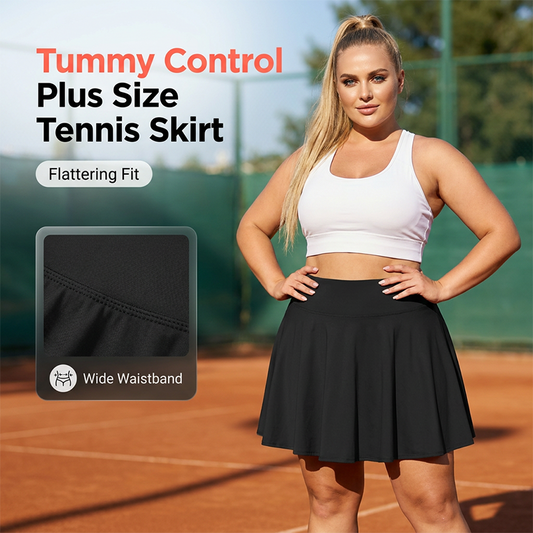 Tennisrok voor dames met hoge taille en zakken, in grote maten