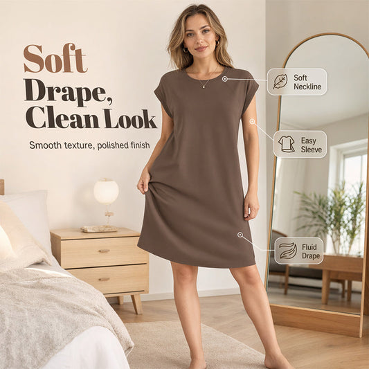 🌼 Dames Ronde Hals Effen Jurk | Zomers & Ademend — 9 Kleuren, S t/m XL! ✨