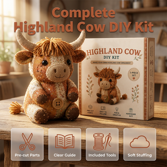 ⏳ FLASH SALE! ✨ Handgemaakte Schattige Koe Set | Beginnersvriendelijk 🧵 | Afmeting ca. 25cm | HALF PRICE 🎉