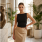 Dames tanktop met open rug, slanke pasvorm, zomerse mouwloze crop-top