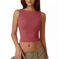 Dames tanktop met open rug, slanke pasvorm, zomerse mouwloze crop-top