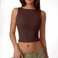 Dames tanktop met open rug, slanke pasvorm, zomerse mouwloze crop-top
