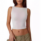 Dames tanktop met open rug, slanke pasvorm, zomerse mouwloze crop-top