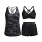 👙✨ 50% KORTING! Tanktop, bikinitop én shorts in 1 set. Criss-cross rug, tummy control, en sneldrogende stof – jij bepaalt hoe je straalt op het strand!